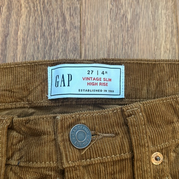 GAP VINTAGE SLIM HIGH RISE WOMEN CORDUROY PANTS IN CHOCOLATE BROWN SIZE 27 - Picture 3 of 6